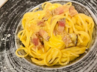 Fresh Pasta Carbonara in Venice, Italy