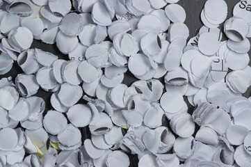 Scrap from an office hole punching machine