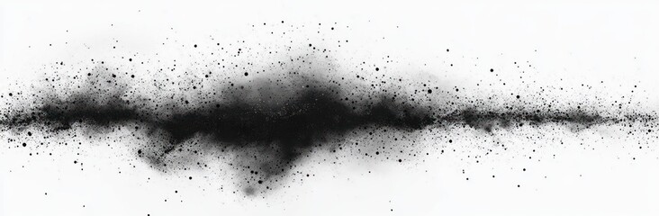 Abstract Black and White Splatter Art with Grain Texture and Stipple Shadows in Dynamic Composition
