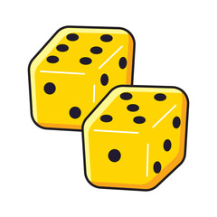 Two yellow gambling dice isolated vector illustration