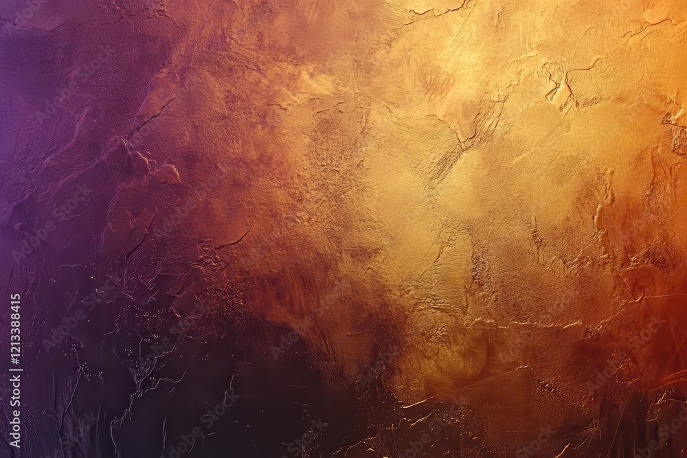 Poster abstract textured background with rich, warm tones transitioning from deep purple to gold. ideal for