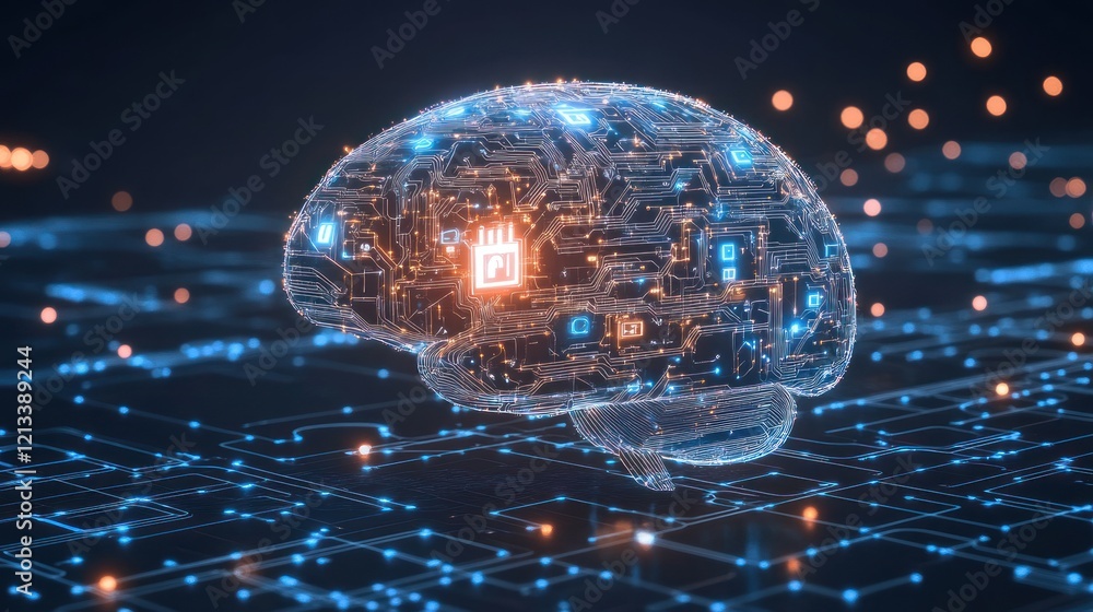 Poster digital brain cybersecurity network data protection
