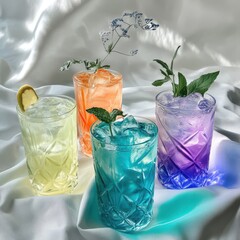 Vibrant Creative Cocktails, Stunning Blend of Colors and Fresh Florals
