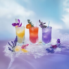 Vibrant Creative Cocktails, Stunning Blend of Colors and Fresh Florals