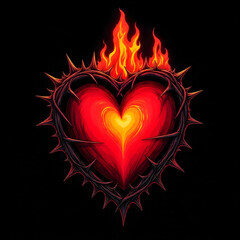 A traditional old-school sacred heart illustration, Generated image