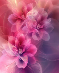 Vibrant Abstract Floral Background with Pink Flowers
