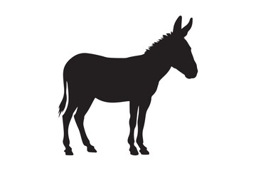 Fototapeta premium Donkey silhouette vector illustration with detailed features
