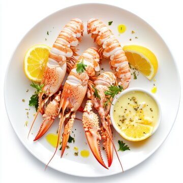 Fresh langoustines grilled