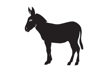 Donkey silhouette vector illustration with detailed features