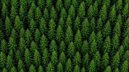 Coniferous Canopy: An aerial perspective reveals a mesmerizing tapestry of evergreen trees, their vibrant emerald foliage forming a dense and uniform canopy, creating a sense of peace and tranquility.