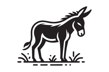 Donkey silhouette vector illustration with detailed features