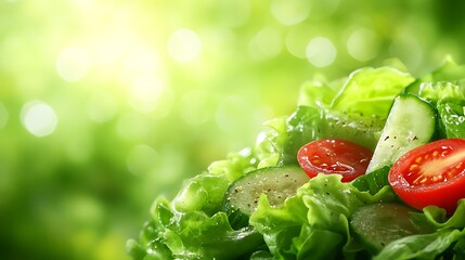 Fresh Green Salad with Tomatoes and Cucumbers