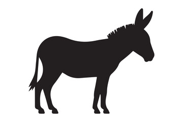 Fototapeta premium Donkey silhouette vector illustration with detailed features