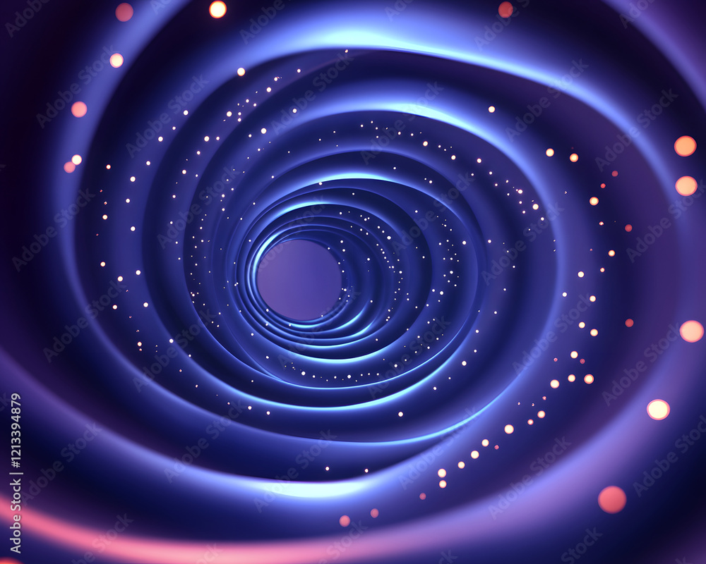 Poster abstract concentric tunnel with glowing particles
