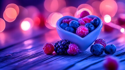 Heart Shaped Bowl Filled With Assorted Berries