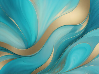 Fototapeta premium Abstract Pastel turquoise, gold background illustration with iridescent highlights with winter mood. Stylish, festive and joyous mood of the composition