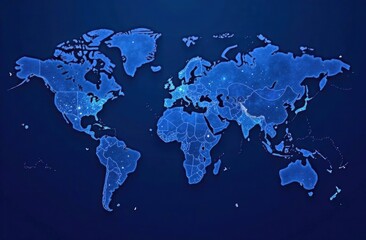 World map blue modern