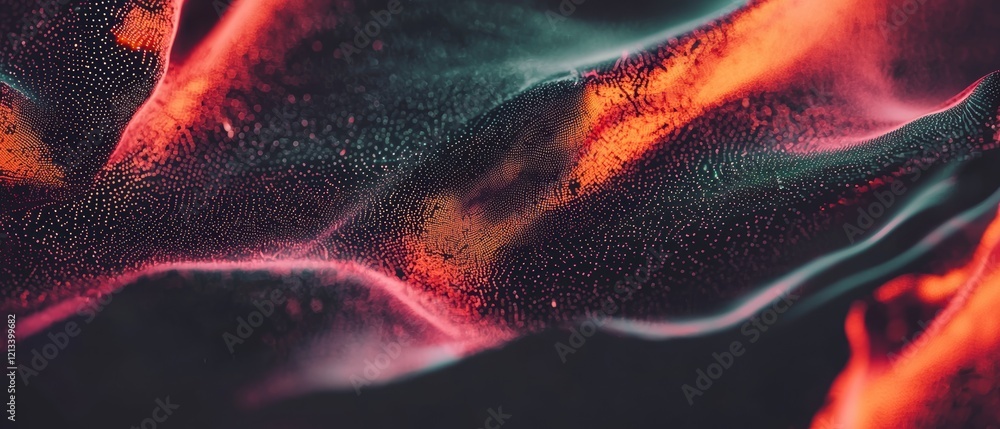Aufkleber abstract futuristic tech background ai generated red orange particle waves