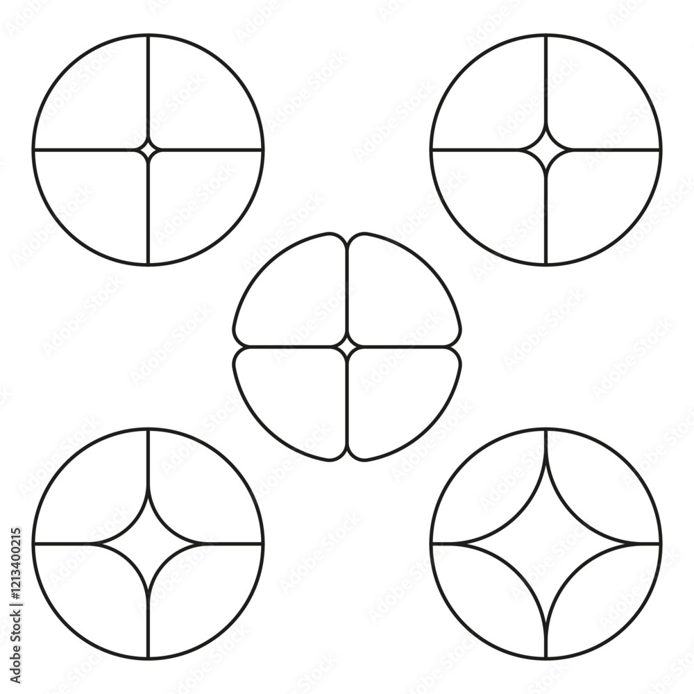 Poster geometric circle design. abstract vector symbol. symmetric black lines. minimal circular art.