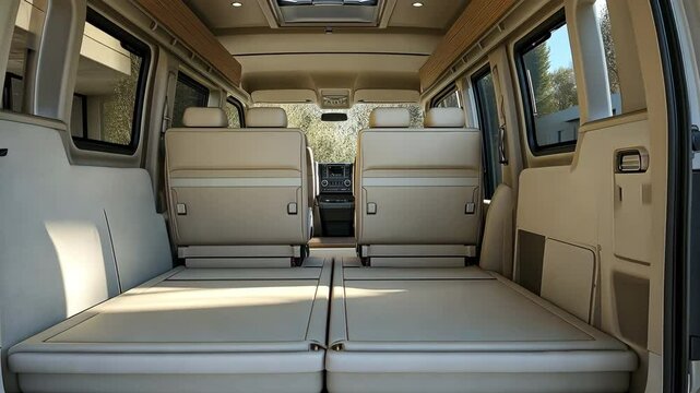 Open the minibus's back door for family class. They fold the seats on the second row. huge car's enormous trunk.

