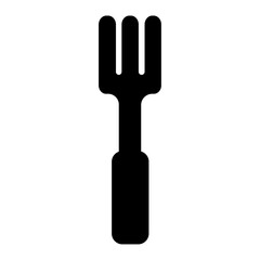 Vector black silhouette fork isolated on white background