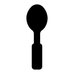 Vector black silhouette simple spoon isolated on white background