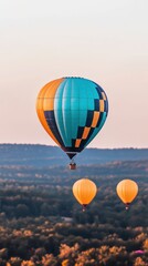 Fototapeta premium Colorful Hot Air Balloons Soaring Over Autumn Landscape