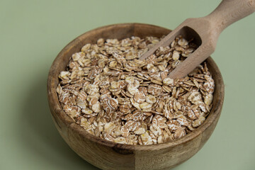 Raw oatmeal porridge Gluten free cereals. Health gut benefits. Concept of alternative whole spelt grain ingredient. Vegetarian diet recipes. Plant-based lifestyle. Copy space Protein rich eating 