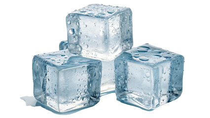 ice cubes isolated on white background, Realistic Ice Cubes with Clear Edges and Frozen Details for Beverage Branding and Refreshing Designs