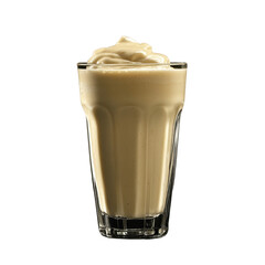 Refreshing cappuccino iced coffee served in a glass, isolated on a transparent PNG background. Perfect for beverage designs, menus, or promotional materials.