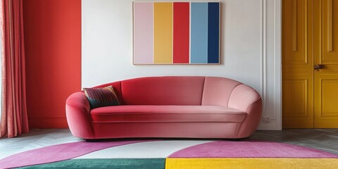 Modern Living Room with Colorful Accents