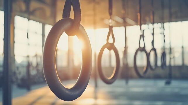 Gymnastic Rings Hanging In A Sunlit Workout Space