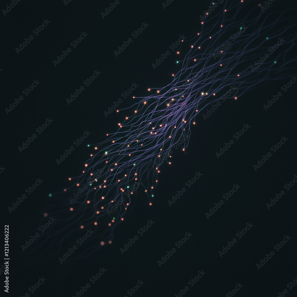 Poster abstract neural network glowing cosmos data stream