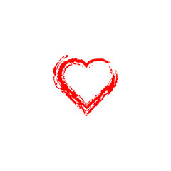 grungy red heart icon vector art isolated on white 