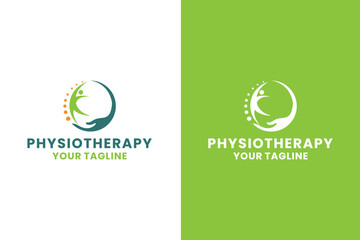 Human Health Care logo, Physiotherapy Health Logo Design, Human Physiotherapy Health with Hand Logo Design