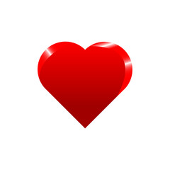 red color 3d heart icon vector isolated 