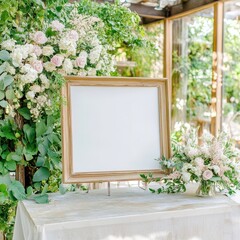 Frame mockup photo, ornate vintage frame, natural light