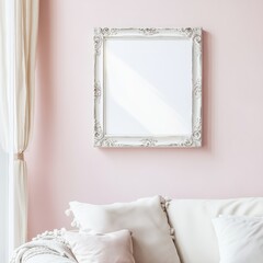 Frame mockup photo, ornate vintage frame, natural light