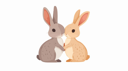 Obraz premium Adorable Rabbit Animal Pair Closeup in Wide-angle View