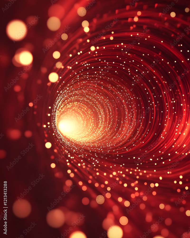 Poster abstract red light tunnel with particle effects