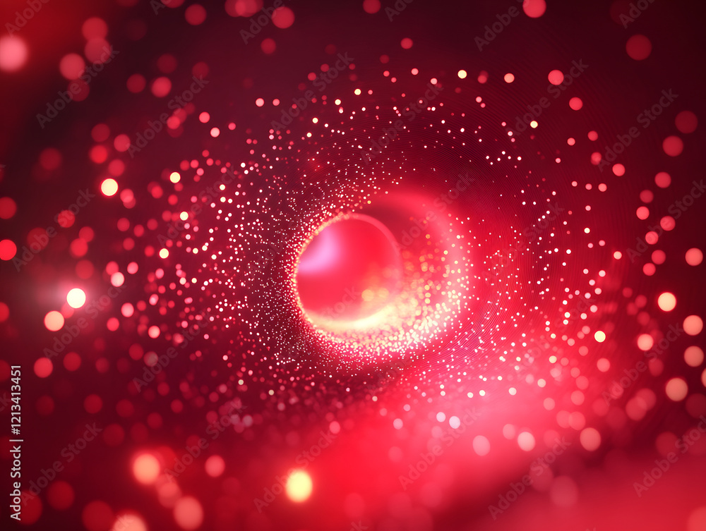 Poster abstract red particle tunnel