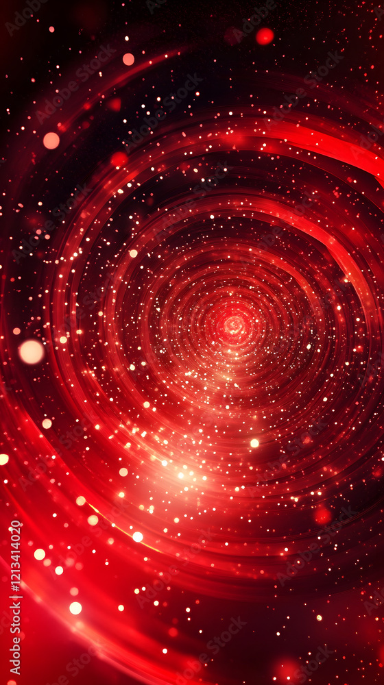 Poster abstract red swirling vortex with light points