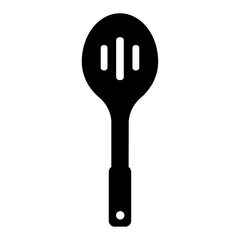 Black silhouette, icon of slotted spatula, slotted turner
