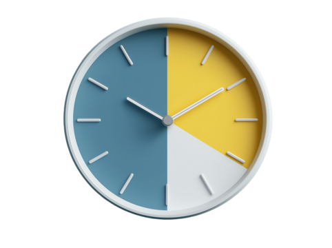 3D render of a simple wall clock icon on, isolated on transparent background - Powered by Adobe