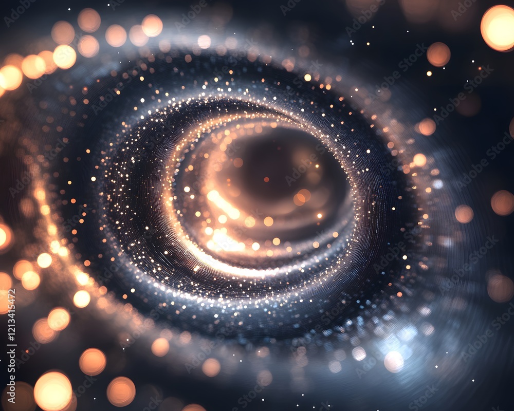 Poster abstract spiral particle vortex with bokeh effects