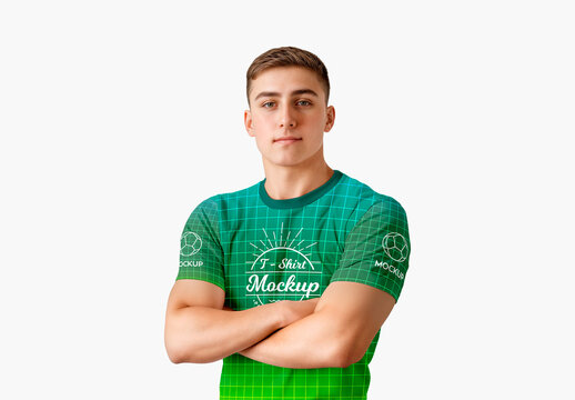 T-Shirt Mockup with Model Crossing Arms