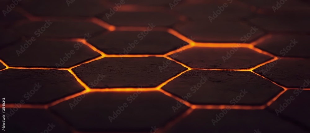 Poster glowing hexagon pattern abstract background dark texture futuristic design