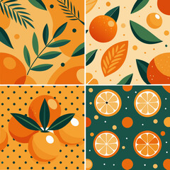 seamless pattern with oranges and leaves