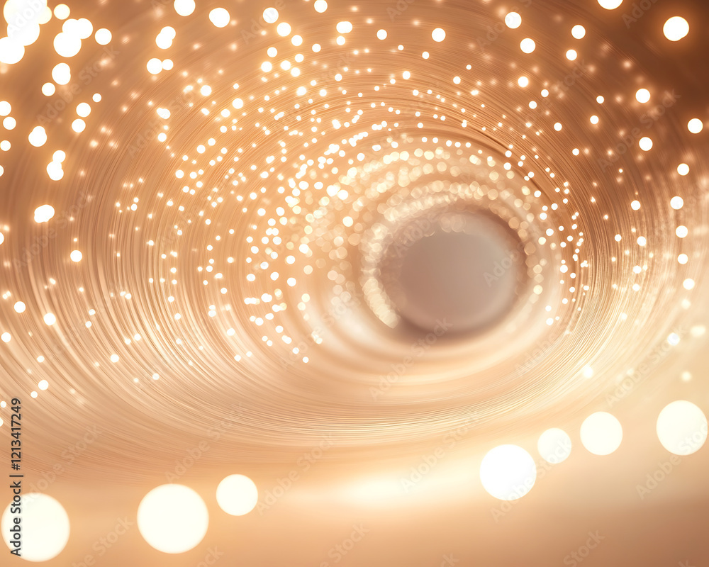 Poster abstract swirling light tunnel with bokeh