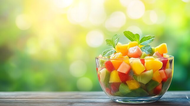 Refreshing Summer Fruit Salad in Glass Bowl